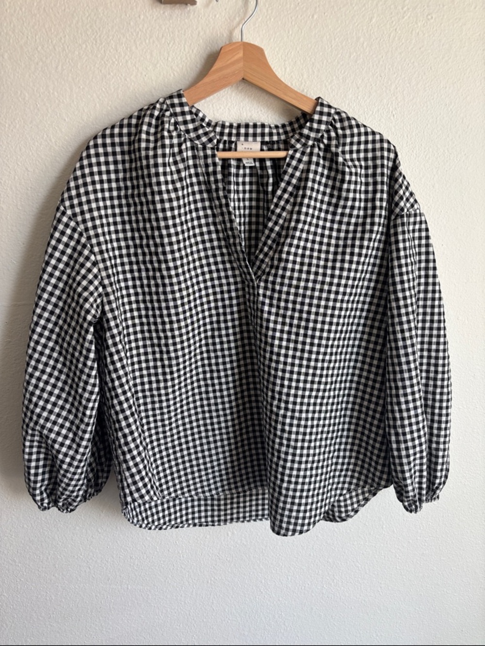 A NEW DAY Womens Popover Gingham Lightweight Blouse Large